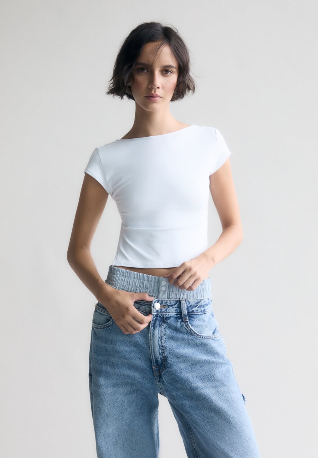 

Футболка с принтом OPEN BACK PULL&BEAR, цвет white