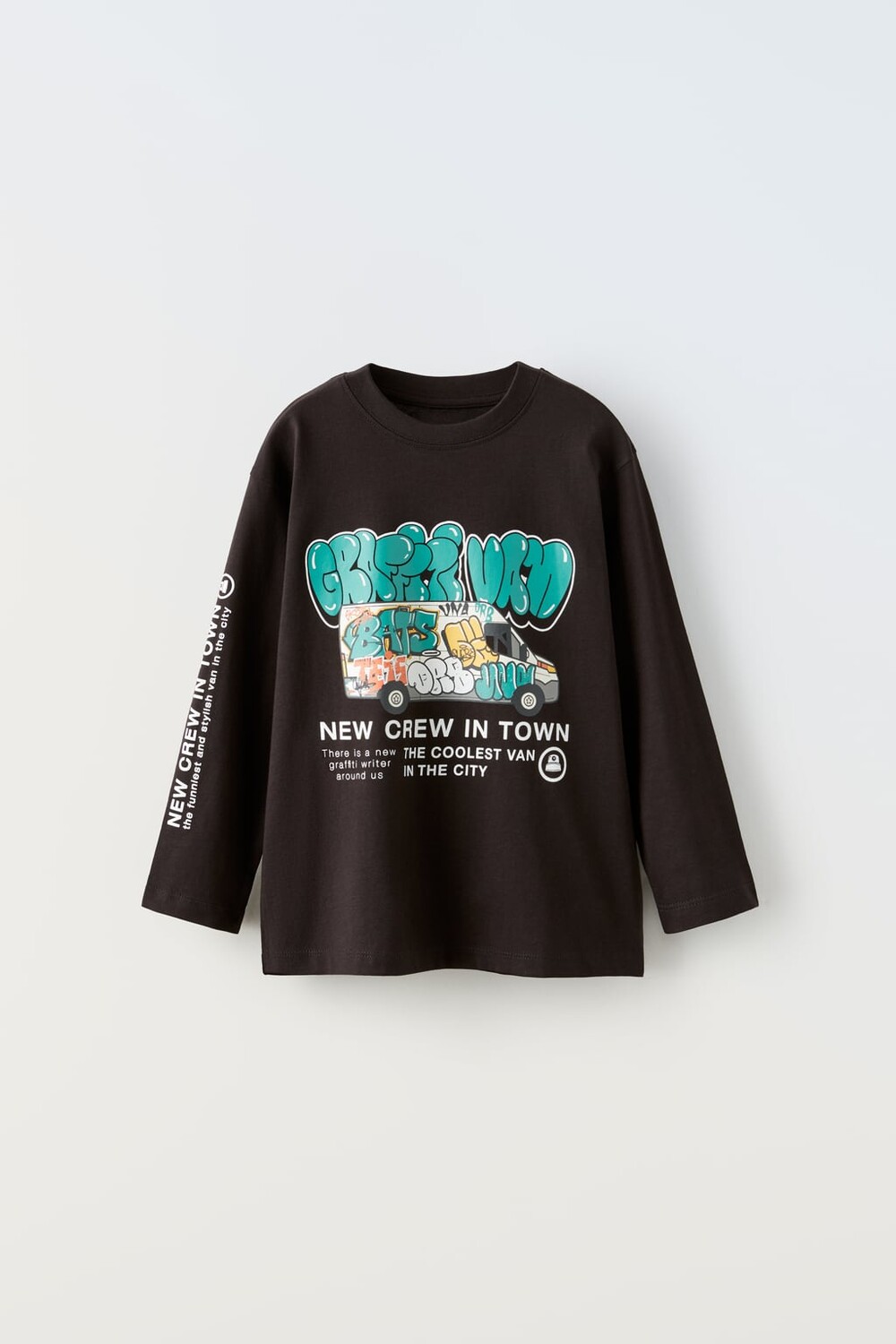 

Футболка с принтом граффити ZARA, черный