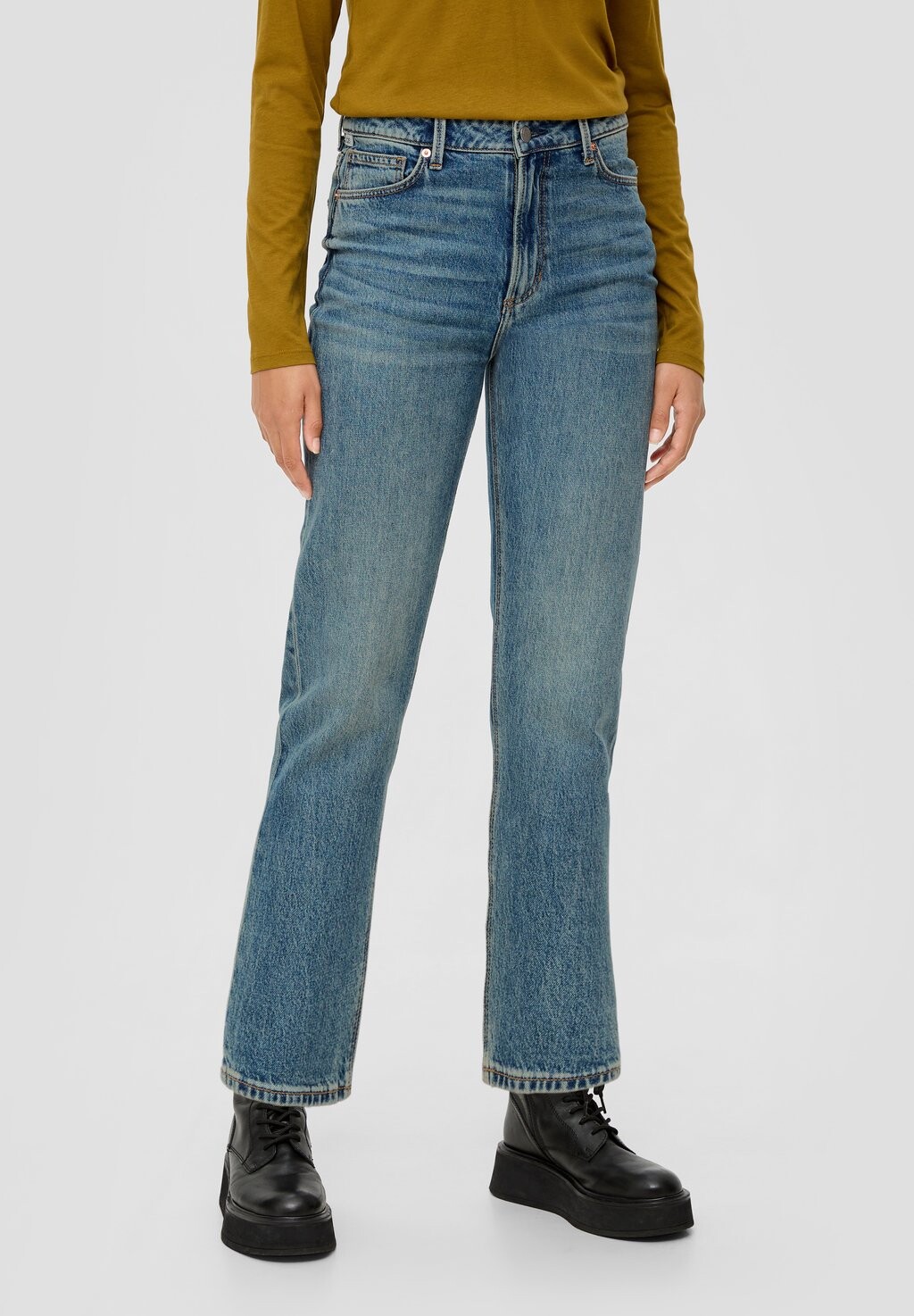 

Джинсы прямого кроя MEGAN ANKLE- REGULAR FIT HIGH RISE QS, цвет blau