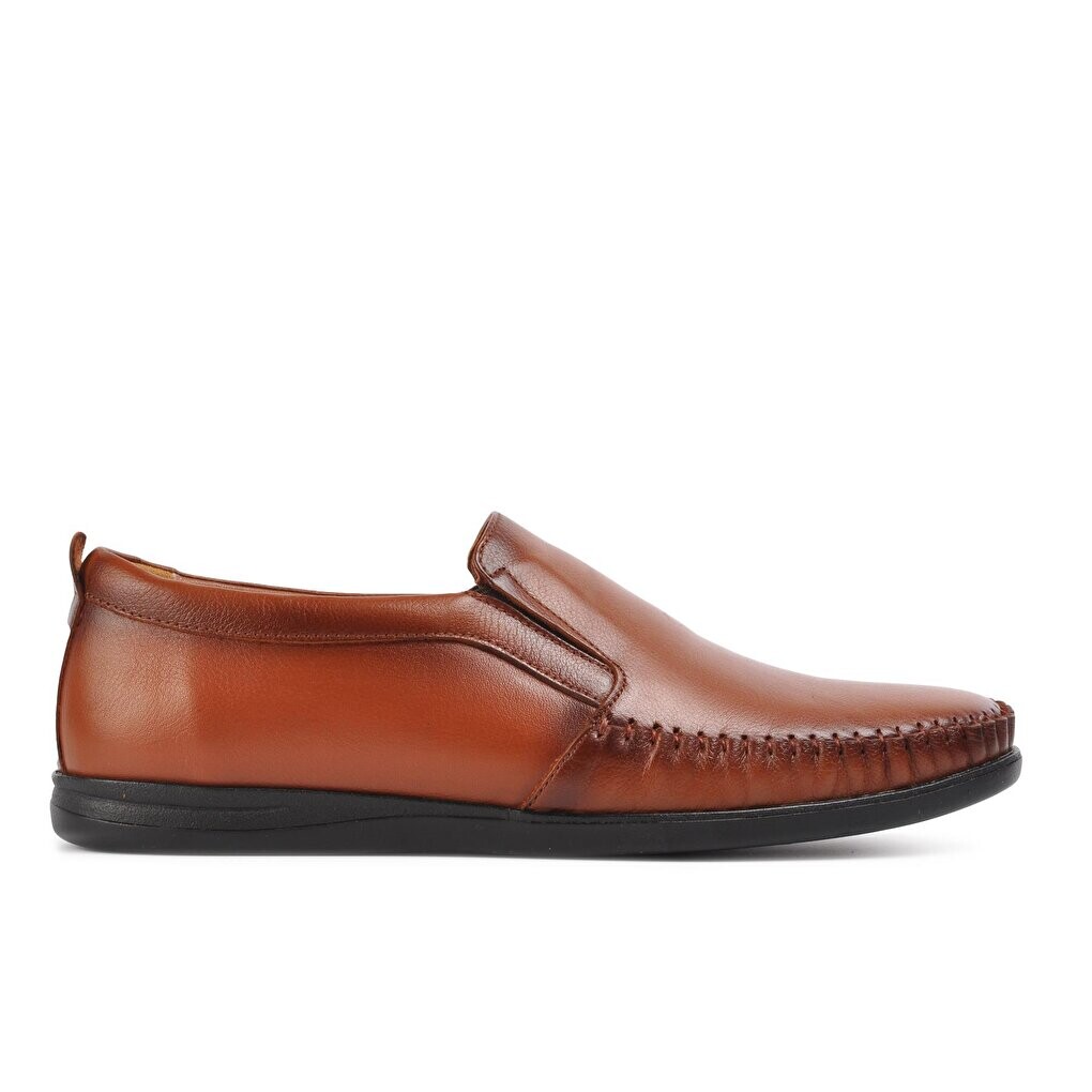

470 Tan Comfort Мужские туфли без шнуровки из натуральной кожи Ayakmod