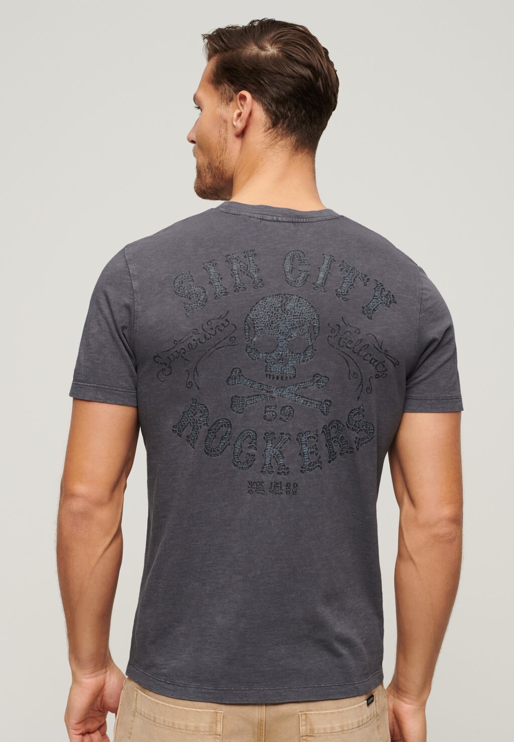 

Футболка с принтом RETRO ROCKER GRAPHIC Superdry, цвет charcoal grey