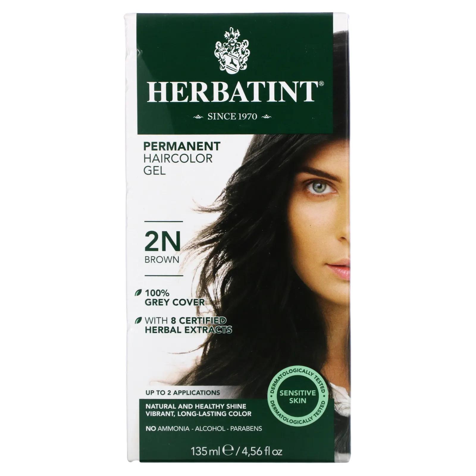 цена Herbatint Перманентная краска-гель для волос 2N коричневый 4,56 жидкой унции (135 мл)