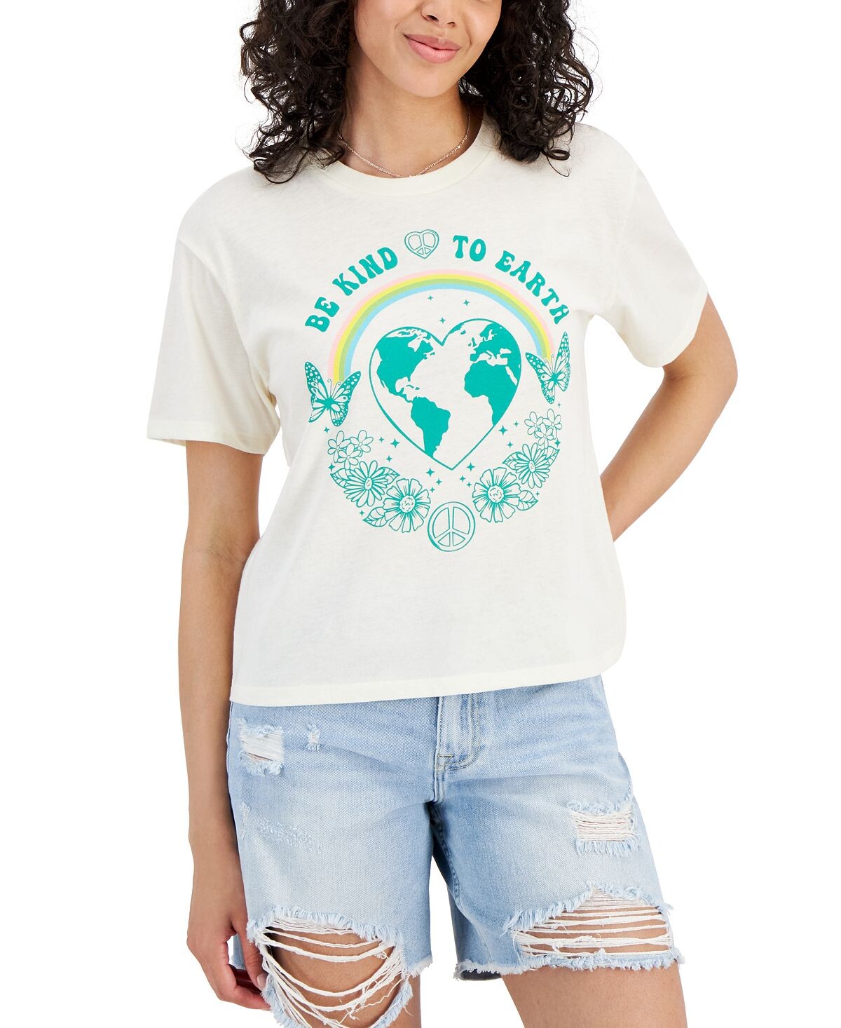 

Футболка с рисунком Be Kind To The Earth для юниоров Rebellious One, белый