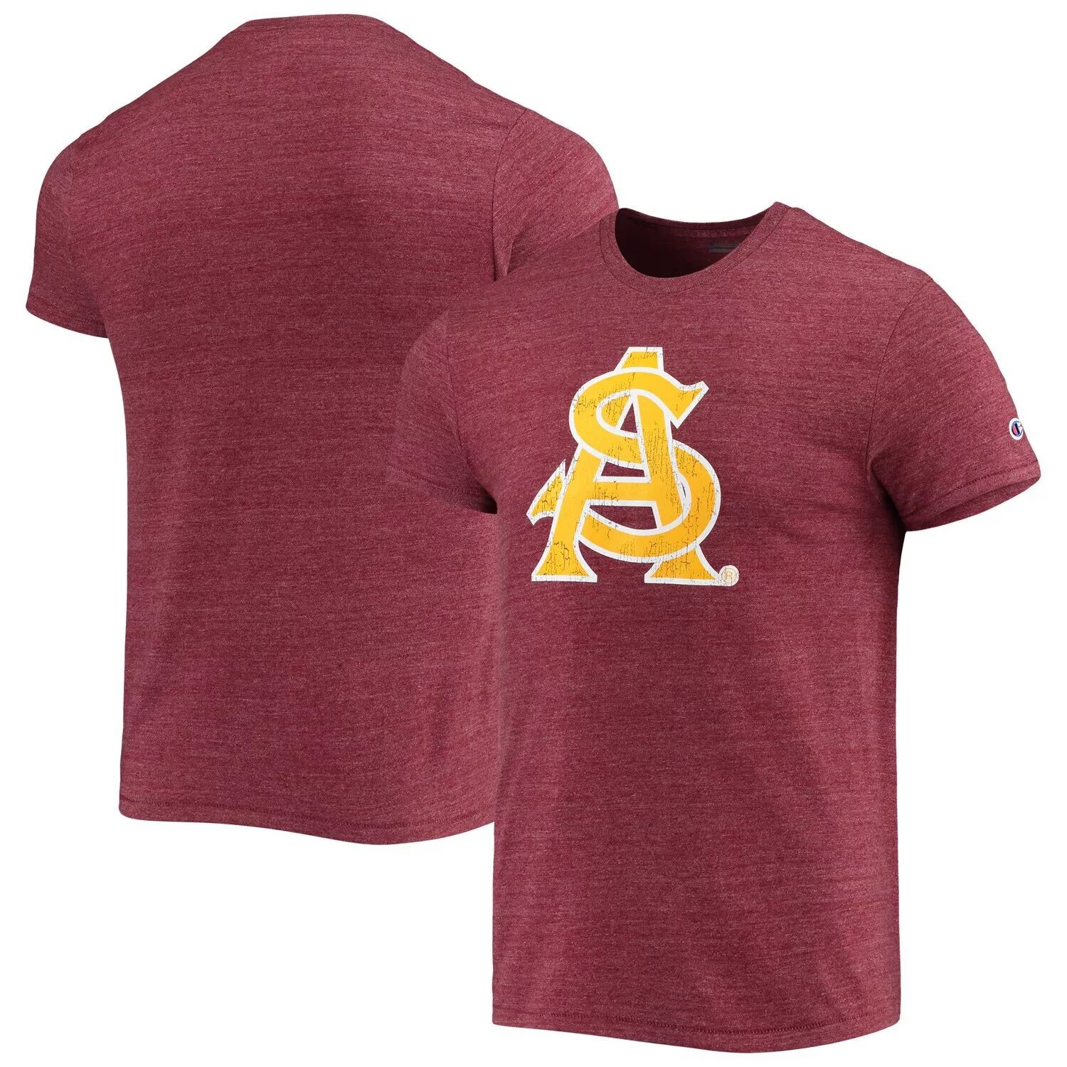 

Мужская темно-бордовая футболка Champion с логотипом Tri-Blend штата Аризона Sun Devils Vault