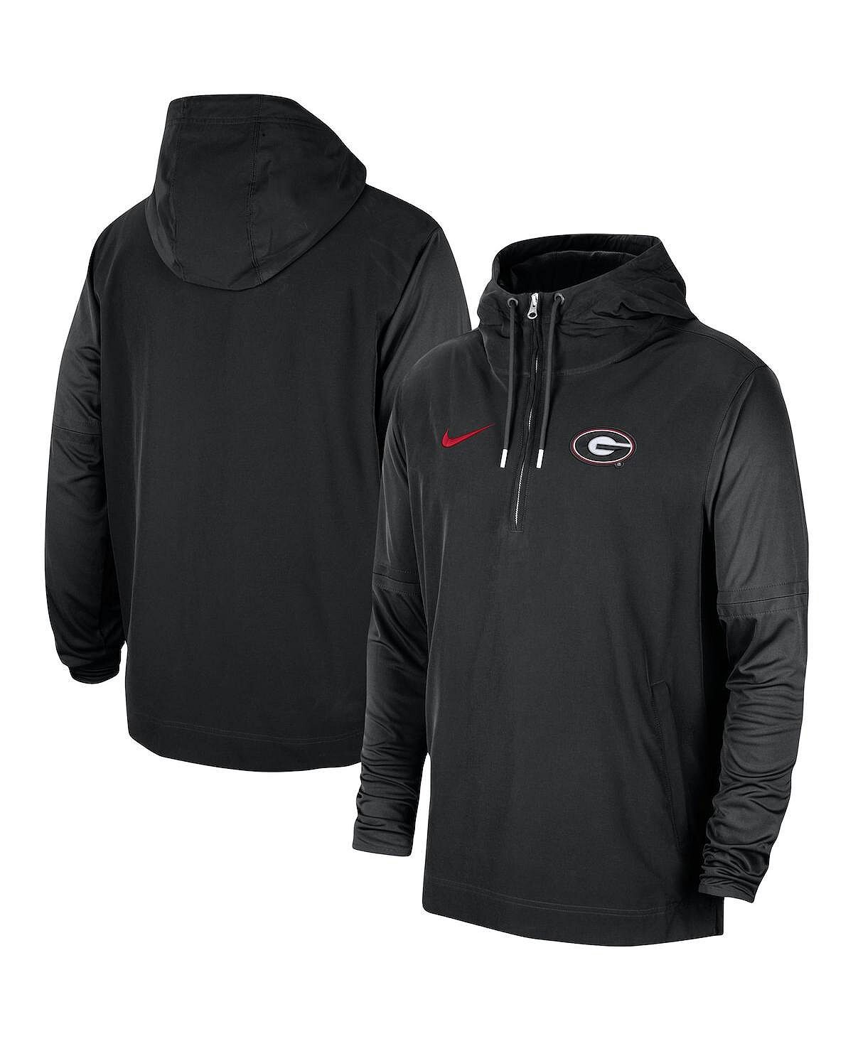 

Мужская черная куртка Georgia Bulldogs 2023 Coach с капюшоном и молнией до половины Nike, Черный