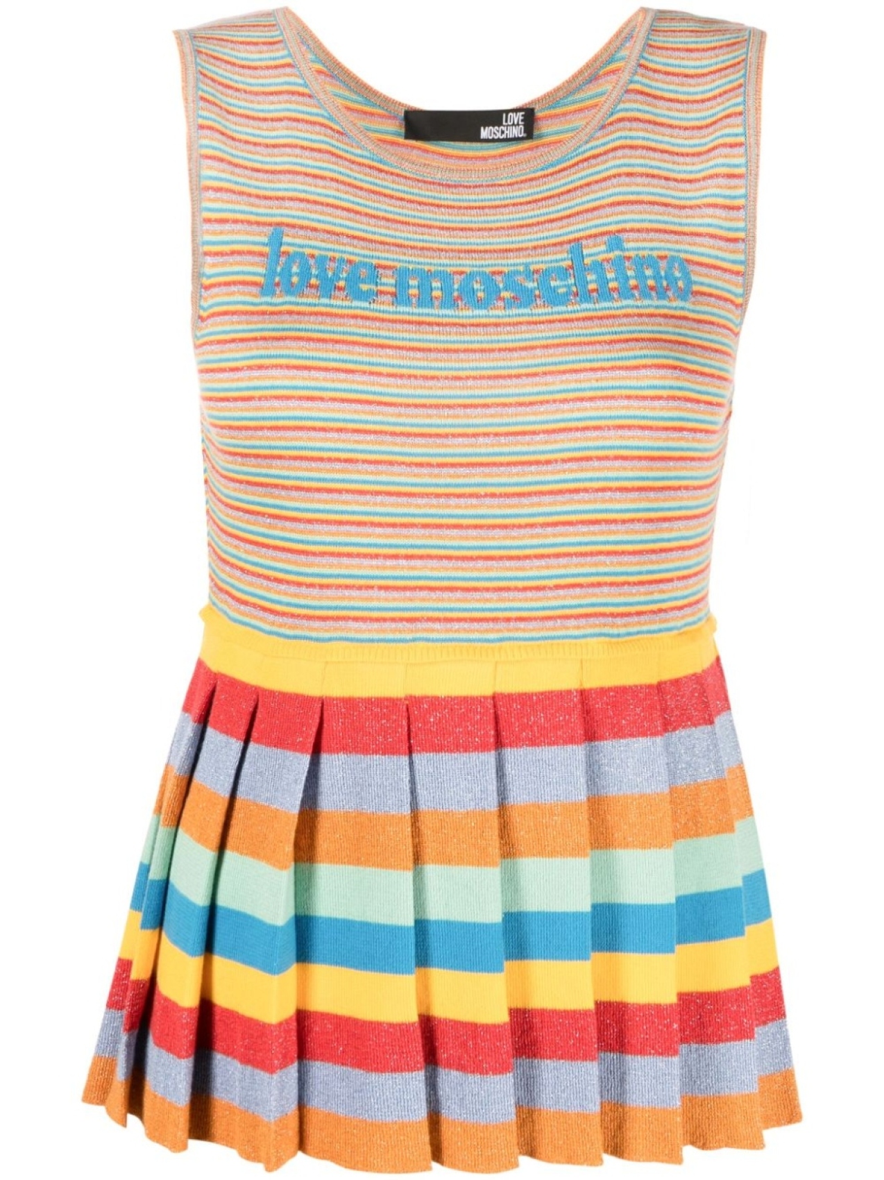 

Love Moschino топ в полоску с вышитым логотипом, серый