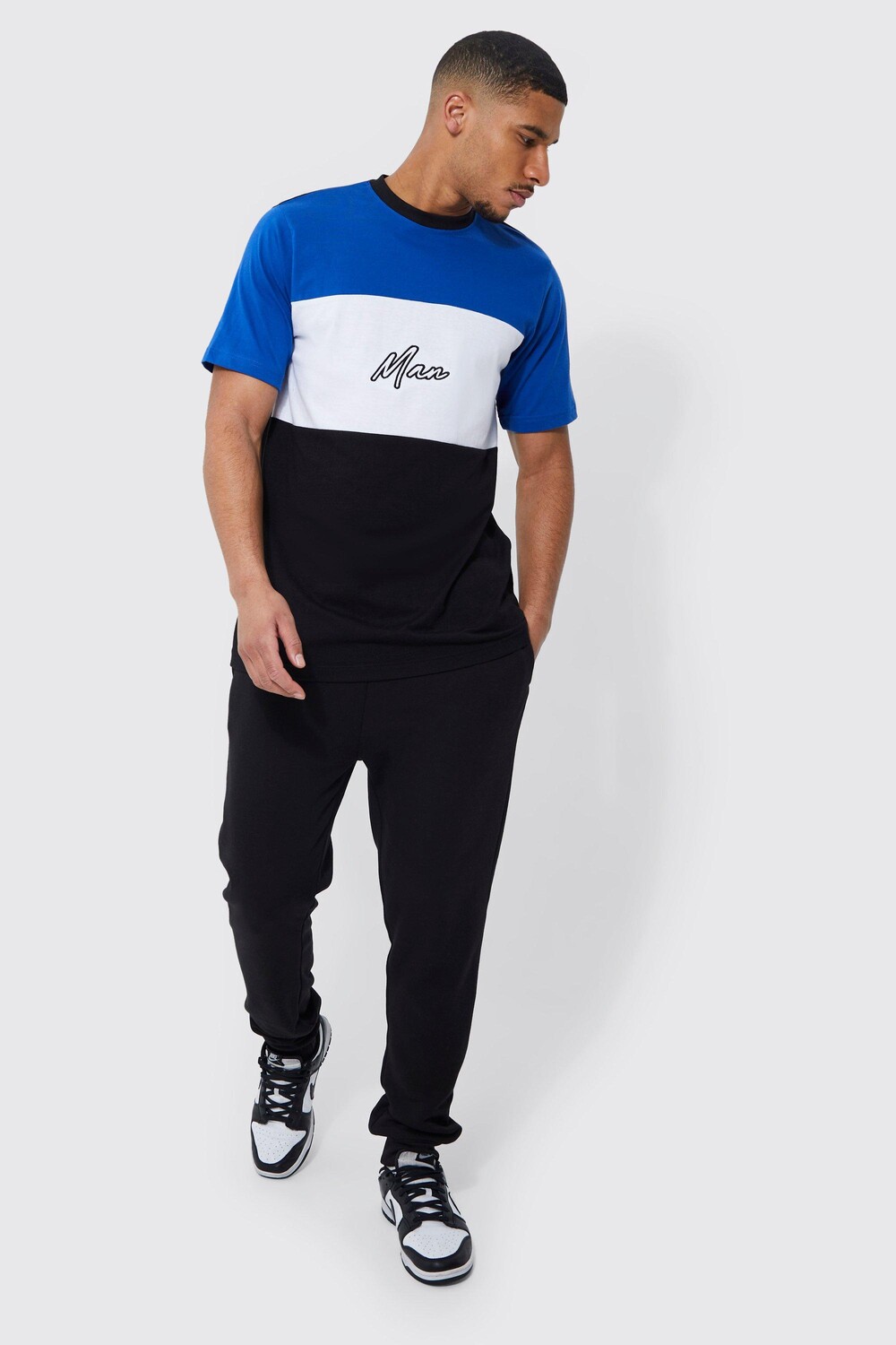 

Спортивный костюм футболка для высокого мужчина color block Boohoo, синий