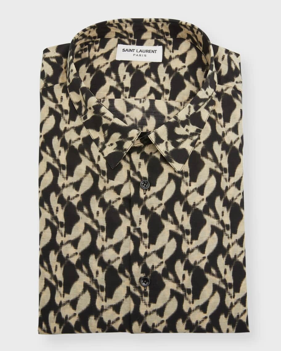 

Мужская классическая рубашка с коротким рукавом с рисунком Saint Laurent