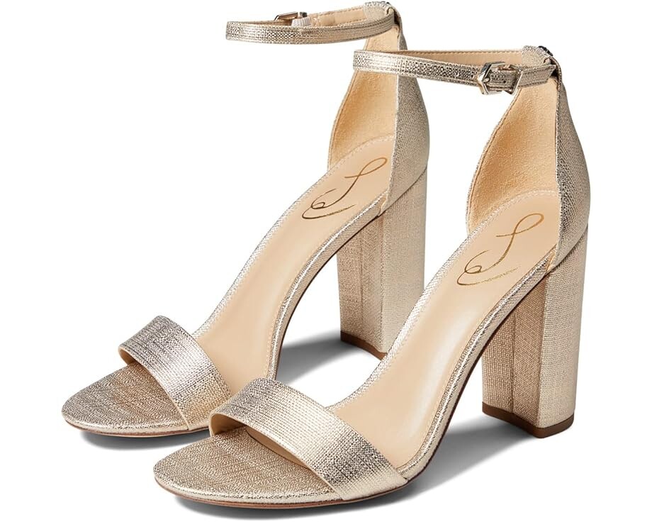 

Туфли Sam Edelman Yaro Ankle Strap Sandal Heel, цвет Light Gold Metallic