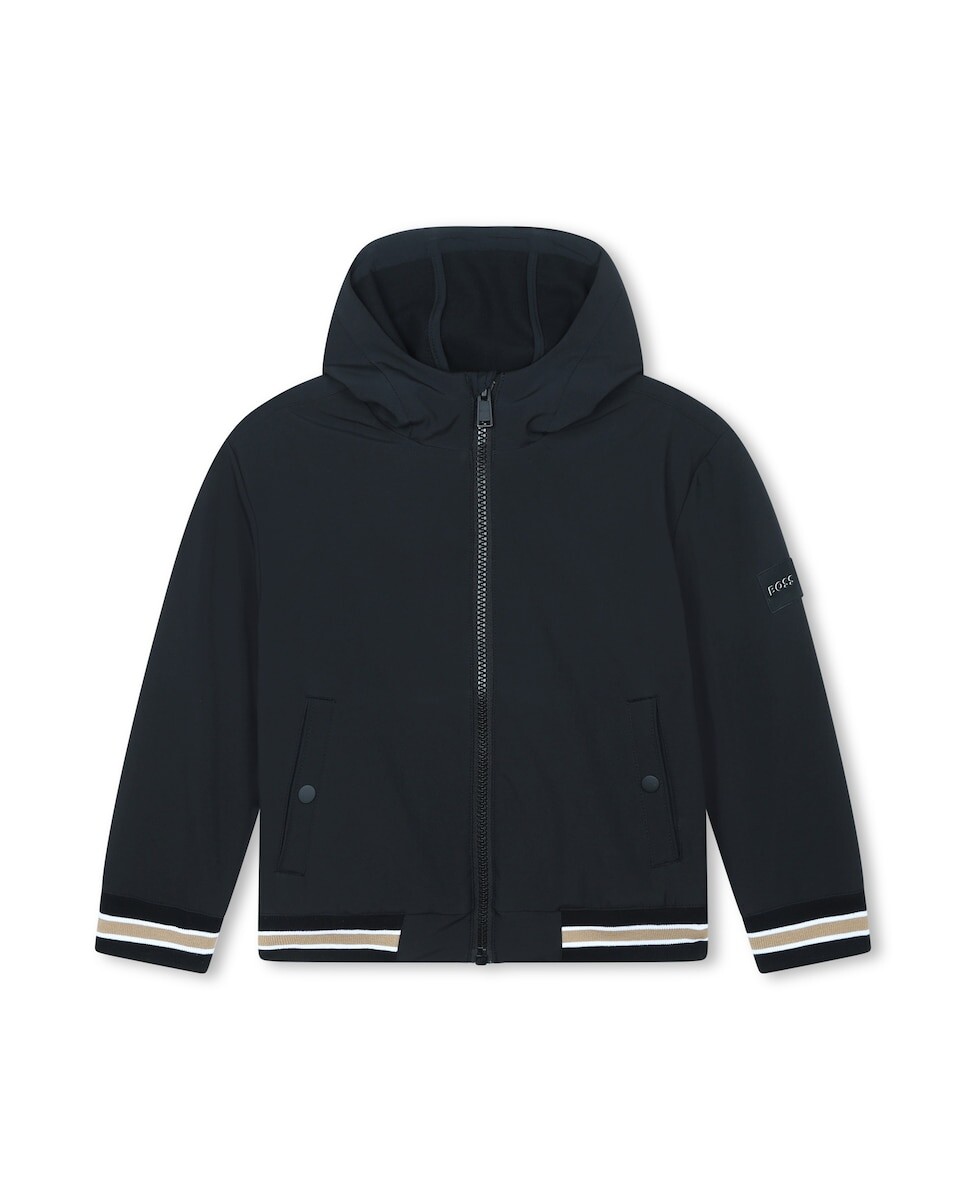 

Куртка для мальчика с капюшоном и застежкой-молнией BOSS Kidswear, темно-синий