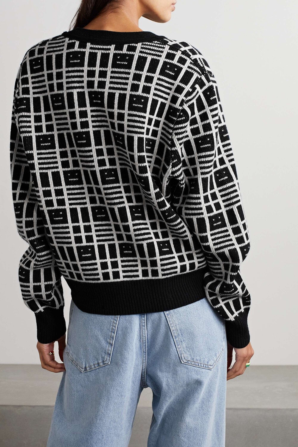 

ACNE STUDIOS Шерстяно-жаккардовый кардиган, черный
