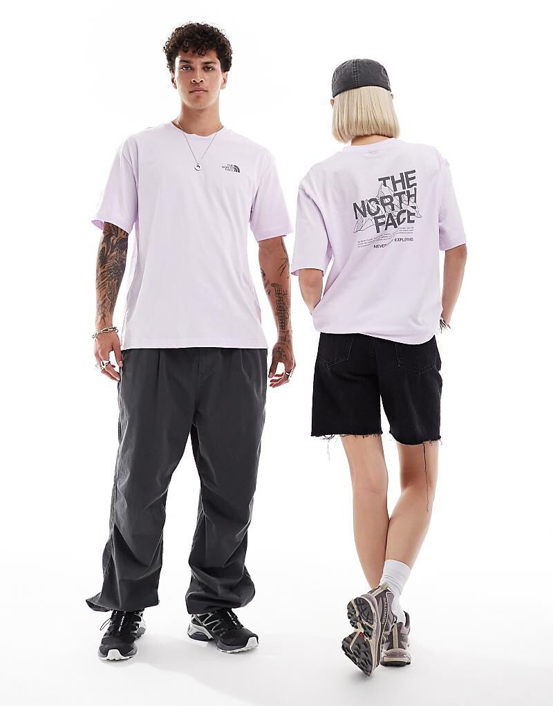 

Футболка Oversize The North Face – Mountain Sketch – Flieder mit R cckenprint