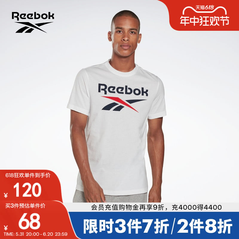 

Футболка мужская Reebok с логотипом и круглым вырезом, темно-синий