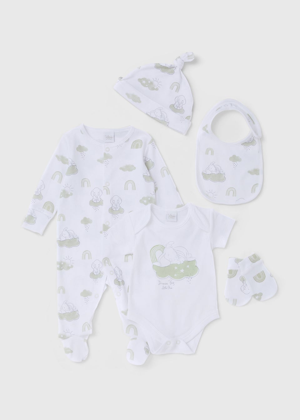 Комплект из 5 пижам Disney Dumbo (для малышей до 6 месяцев), белый