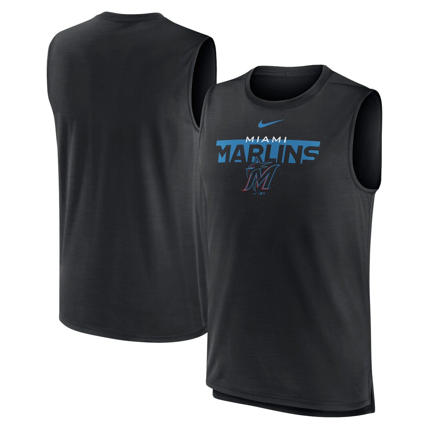 

Мужская черная майка Nike Miami Marlins Knockout Stack Exceed Muscle Tank